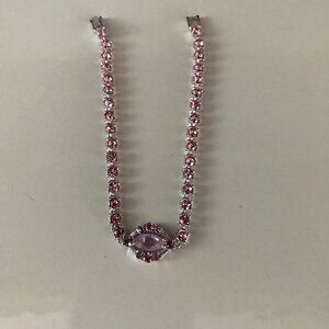 💖 Pink Teardrop Tennis-Style Bracelet – Feminine Sparkle